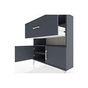 Hyperion Şifonyer 2 Raflı Tek Çekmeceli 2 Kapaklı 88x44x96 Antrasit-antrasit