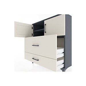 Hyperion Şifonyer 2 Raflı 2 Çekmeceli 2 Kapaklı 88x44x96 Antrasit-aytaşı