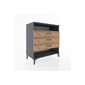 Hyperion Şifonyer Tek Raflı 3 Çekmeceli 88x44x96 Antrasit-çam