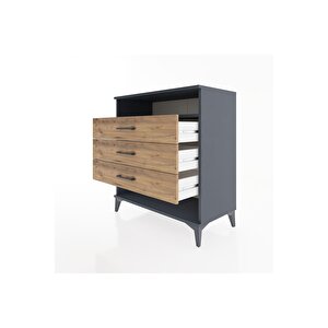 Hyperion Şifonyer Tek Raflı 3 Çekmeceli 88x44x96 Antrasit-çam