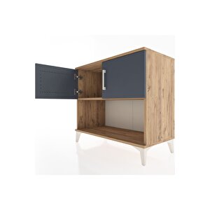 Hyperion Şifonyer Tek Raflı 2 Kapaklı 88x44x80 Çam-antrasit