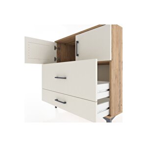 Hyperion Şifonyer Tek Raflı 2 Çekmeceli 2 Kapaklı 88x44x96 Çam-aytaşı