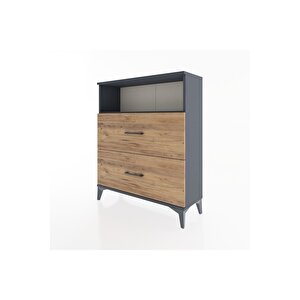 Arges Şifonyer Tek Raflı 2 Çekmeceli 88x30x106 Antrasit-çam