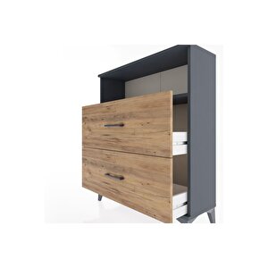Arges Şifonyer Tek Raflı 2 Çekmeceli 88x30x106 Antrasit-çam