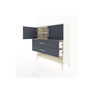 Arges Şifonyer 2 Raflı 2 Çekmeceli 2 Kapaklı 88x30x96 Aytaşı-antrasit