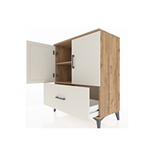 Hyperion Şifonyer 2 Raflı Tek Çekmeceli 2 Kapaklı 88x44x106 Çam-aytaşı