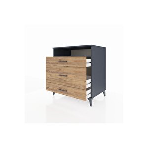 Kronos Şifonyer Tek Raflı 3 Çekmeceli 88x59x96 Antrasit-çam