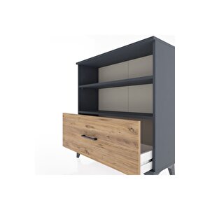 Arges Şifonyer 2 Raflı Tek Çekmeceli 88x30x96 Antrasit-çam