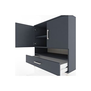 Hyperion Şifonyer 3 Raflı Tek Çekmeceli 2 Kapaklı 88x44x96 Antrasit-antrasit