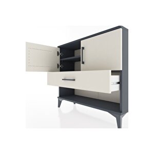 Arges Şifonyer 2 Raflı Tek Çekmeceli 2 Kapaklı 88x30x80 Antrasit-aytaşı