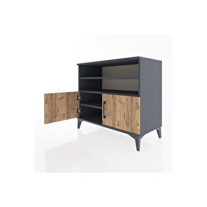 Hyperion Şifonyer 3 Raflı 2 Kapaklı 88x44x80 Antrasit-çam