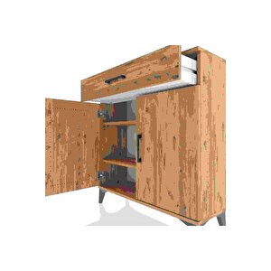 Arges Şifonyer 2 Raflı Tek Çekmeceli 2 Kapaklı 88x30x96 Çam-çam