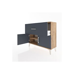 Arges Şifonyer Tek Raflı Tek Çekmeceli 2 Kapaklı 88x30x80 Çam-antrasit