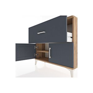 Arges Şifonyer Tek Raflı Tek Çekmeceli 2 Kapaklı 88x30x80 Çam-antrasit