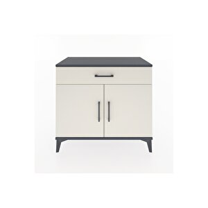 Hyperion Şifonyer Tek Raflı Tek Çekmeceli 2 Kapaklı 88x44x80 Antrasit-aytaşı