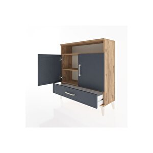 Arges Şifonyer 3 Raflı Tek Çekmeceli 2 Kapaklı 88x30x96 Çam-antrasit