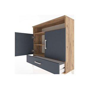 Arges Şifonyer 3 Raflı Tek Çekmeceli 2 Kapaklı 88x30x96 Çam-antrasit