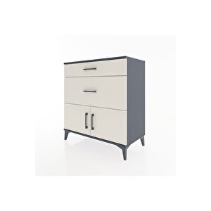 Hyperion Şifonyer Tek Raflı 2 Çekmeceli 2 Kapaklı 88x44x96 Antrasit-aytaşı