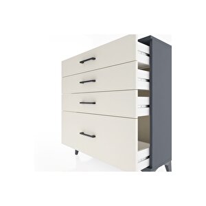 Arges Şifonyer 4 Çekmeceli 88x30x96 Antrasit-aytaşı