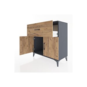 Hyperion Şifonyer Tek Çekmeceli 2 Kapaklı 88x44x96 Antrasit-çam