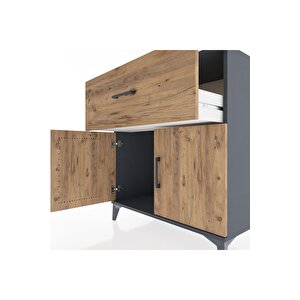 Hyperion Şifonyer Tek Çekmeceli 2 Kapaklı 88x44x96 Antrasit-çam