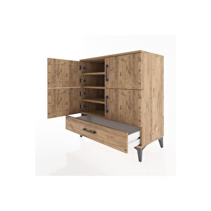 Hyperion Şifonyer 4 Raflı Tek Çekmeceli 4 Kapaklı 88x44x96 Çam-çam