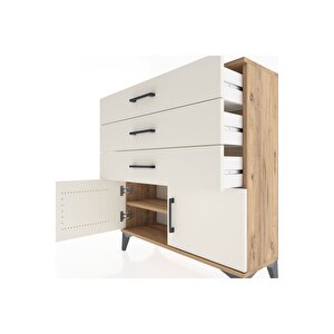 Arges Şifonyer Tek Raflı 3 Çekmeceli 2 Kapaklı 88x30x96 Çam-aytaşı