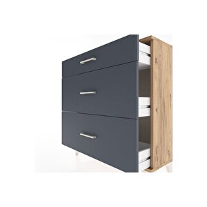Arges Şifonyer 3 Çekmeceli 88x30x96 Çam-antrasit
