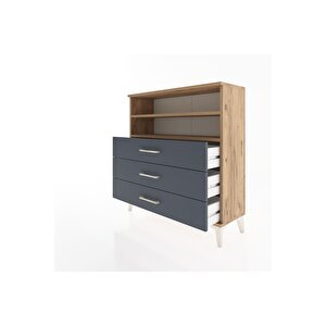 Arges Şifonyer 2 Raflı 3 Çekmeceli 88x30x96 Çam-antrasit