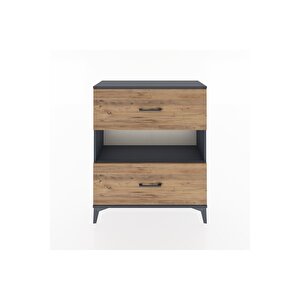 Arges Şifonyer Tek Raflı 2 Çekmeceli 88x30x106 Antrasit-çam