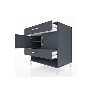 Kronos Şifonyer 2 Raflı 2 Çekmeceli 2 Kapaklı 88x59x96 Antrasit-antrasit