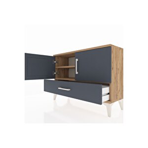 Arges Şifonyer 2 Raflı Tek Çekmeceli 2 Kapaklı 88x30x64 Çam-antrasit