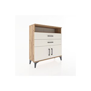 Arges Şifonyer 2 Raflı 2 Çekmeceli 2 Kapaklı 88x30x96 Çam-aytaşı