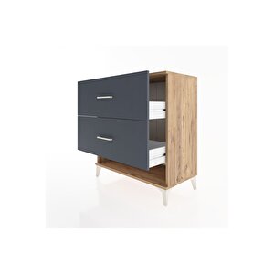 Hyperion Şifonyer 2 Çekmeceli 88x44x96 Çam-antrasit