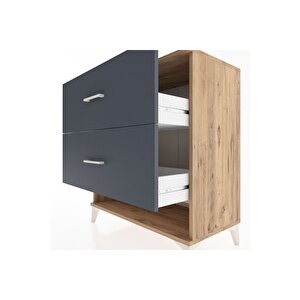 Hyperion Şifonyer 2 Çekmeceli 88x44x96 Çam-antrasit