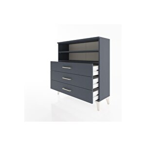 Arges Şifonyer 2 Raflı 3 Çekmeceli 88x30x96 Antrasit-antrasit