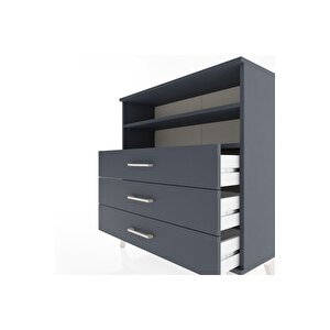 Arges Şifonyer 2 Raflı 3 Çekmeceli 88x30x96 Antrasit-antrasit