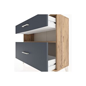 Arges Şifonyer Tek Raflı 2 Çekmeceli 88x30x80 Çam-antrasit