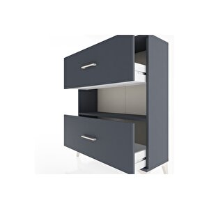Arges Şifonyer Tek Raflı 2 Çekmeceli 88x30x106 Antrasit-antrasit