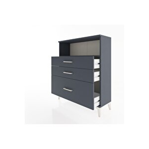 Arges Şifonyer Tek Raflı 3 Çekmeceli 88x30x106 Antrasit-antrasit