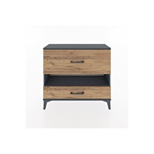 Arges Şifonyer Tek Raflı 2 Çekmeceli 88x30x80 Antrasit-çam