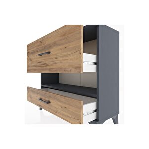 Arges Şifonyer Tek Raflı 2 Çekmeceli 88x30x80 Antrasit-çam