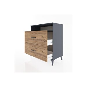 Hyperion Şifonyer Tek Raflı 2 Çekmeceli 88x44x96 Antrasit-çam