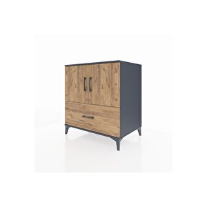 Kronos Şifonyer 2 Raflı Tek Çekmeceli 2 Kapaklı 88x59x96 Antrasit-çam