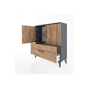 Arges Şifonyer 2 Raflı Tek Çekmeceli 2 Kapaklı 88x30x96 Antrasit-çam