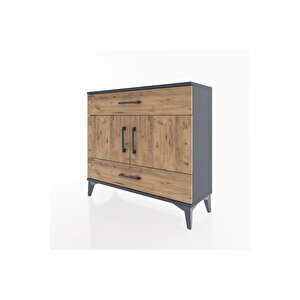 Arges Şifonyer 2 Raflı 2 Çekmeceli 2 Kapaklı 88x30x80 Antrasit-çam