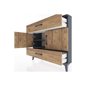 Arges Şifonyer 2 Raflı 2 Çekmeceli 2 Kapaklı 88x30x80 Antrasit-çam