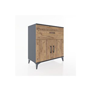 Hyperion Şifonyer Tek Raflı Tek Çekmeceli 2 Kapaklı 88x44x96 Antrasit-çam