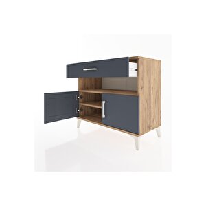 Hyperion Şifonyer 2 Raflı Tek Çekmeceli 2 Kapaklı 88x44x80 Çam-antrasit