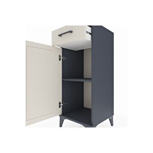 Hyperion Komodin Tek Raflı Tek Çekmeceli Tek Kapaklı 44x44x106 Antrasit-aytaşı